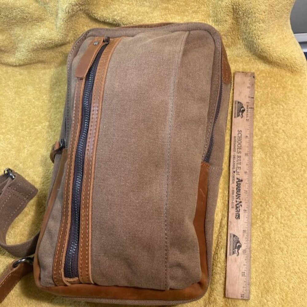 United Leather Canvas Sling Bag Brown NWOT - Picture 13 of 16